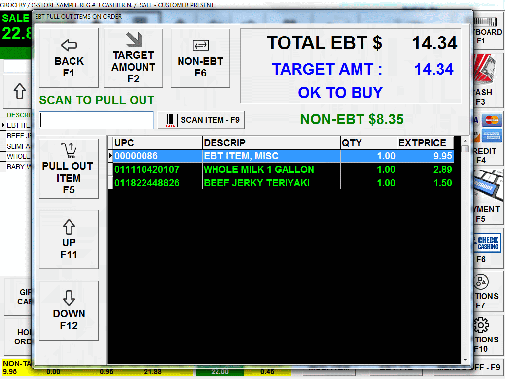 Verify if any EBT items exist and the amount to pay Verify if any EBT items exist and the amount to pay