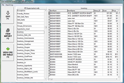 Cash Register Express View Inventory Database